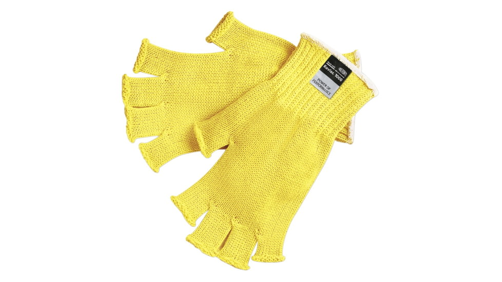 MCR Safety Cut Pro 7 Gauge DuPont Kevlar Shell Fingerless Cut Resistant Work Gloves, Regular Weight, Yellow, Large, 9373L