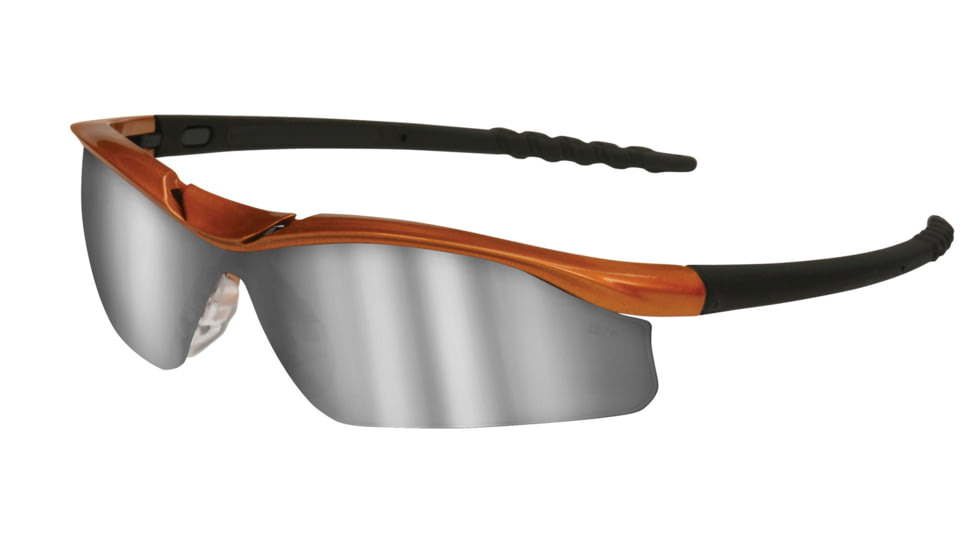 MCR Safety DL1 Series Safety Glasses, Soft TPR Nose Piece, Silver Mirror/Nuclear Orange Frame, One Size, DL217
