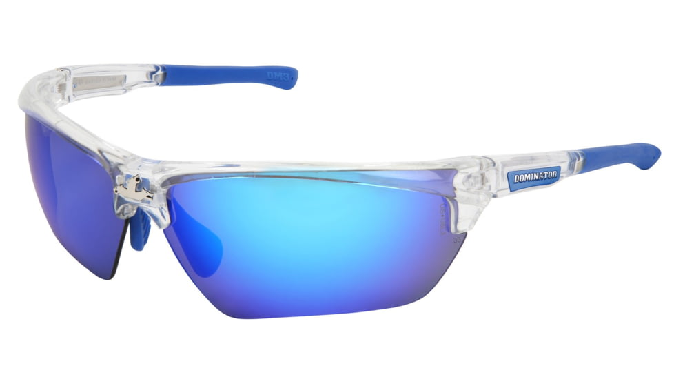 MCR Safety Dominator DM3 Series Safety Glasses, MAX36 Anti-Fog Lenses, Adjustable Wire Core Temples and Nose Piece, Blue Diamond Mirror, One Size, DM1328BDC