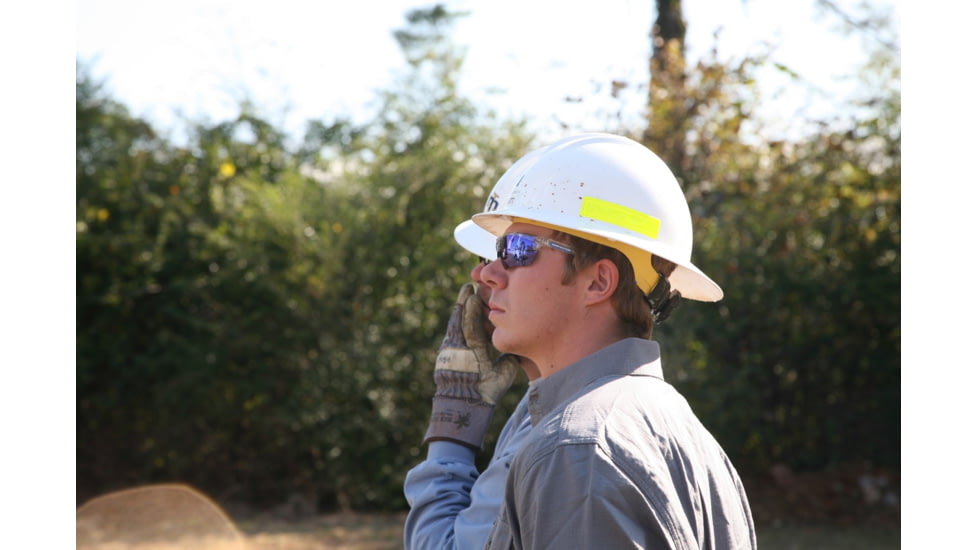 MCR Safety Dominator DM3 Series Safety Glasses, Polarized Lenses, Adjustable Wire Core Temples and Nose Piece, Blue Diamond Mirror, One Size, DM1328BZ