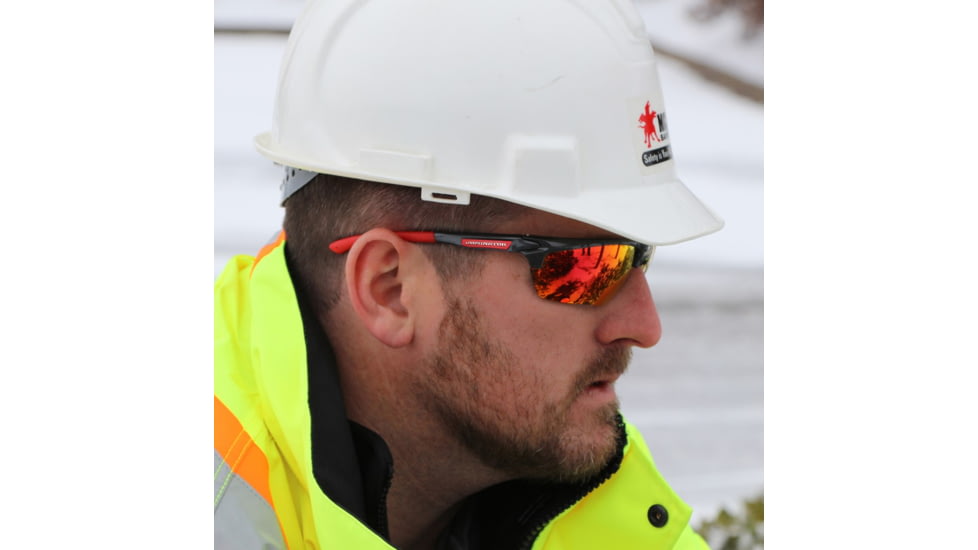 MCR Safety Dominator DM3 Series Safety Glasses, Polarized Lenses, Adjustable Wire Core Temples and Nose Piece, Fire Mirror, One Size, DM131RZ