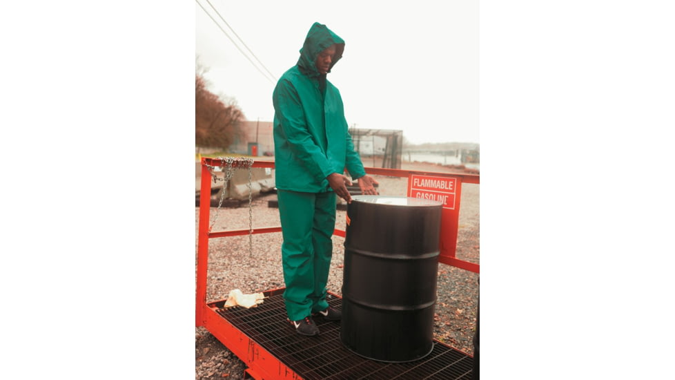 MCR Safety Dominator Series Jacket with Zipper Front and Bib Pants, .42mm PVC/Poly/PVC, Green, 8X, 3882X8