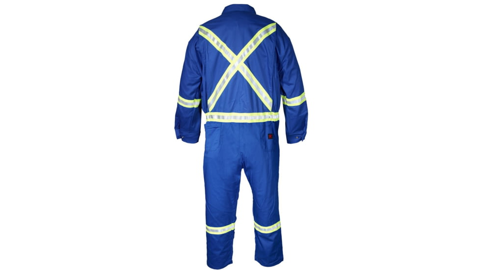 MCR Safety Flame Resistant Deluxe Coverall with Reflective Stripes, 88% Cotton 12% Nylon, Royal Blue, 42 TALL, DC4B42T