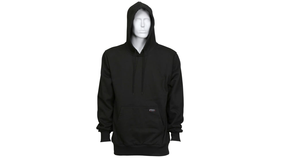 MCR Safety Flame Resistant Hooded Pullover Sweatshirt, 100% Cotton Interlock Fleece Shell, Black, S, SS2BKS