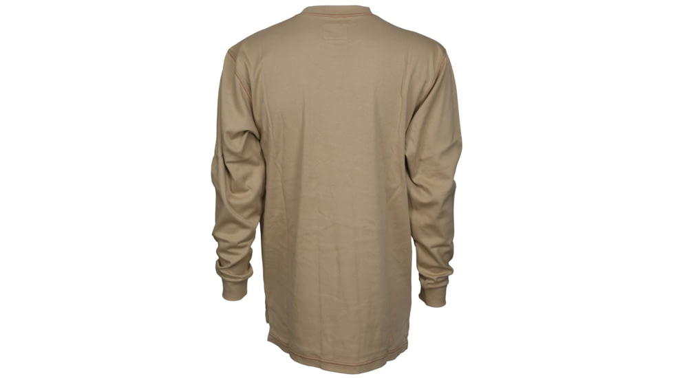 MCR Safety Flame Resistant Work Lightweight Long Sleeve T-Shirt, Comfortable 100% FR Cotton, Tan, S, LST1TS