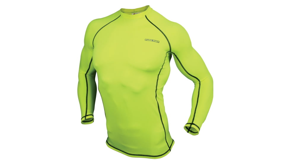 MCR Safety FlexTuff Thermal Long Sleeve Shirt, Stretch, Flat Sewn Seams, Lime, 3X, LFTU708X3