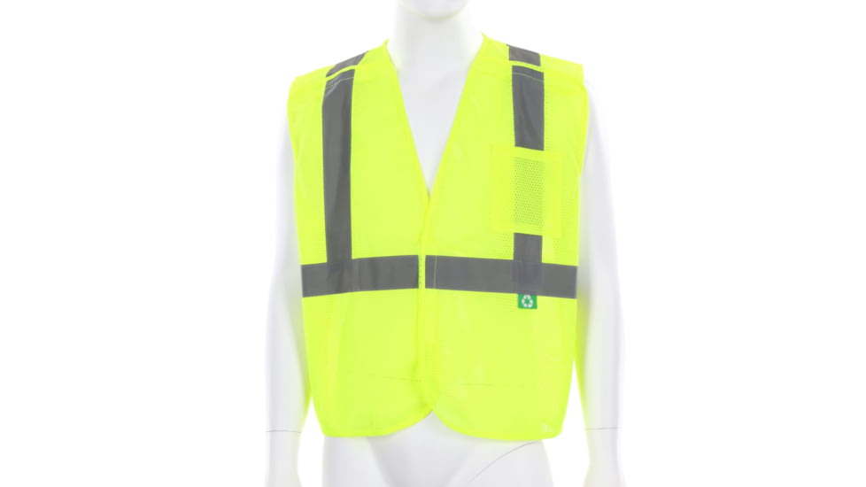 MCR Safety Hi Vis Reflective Safety Vest, ANSI Type R Class 2, Mesh with 2in Silver Stripes, Five Point Break Away Design, Fluorescent Lime, XL, RXCL2MLXL
