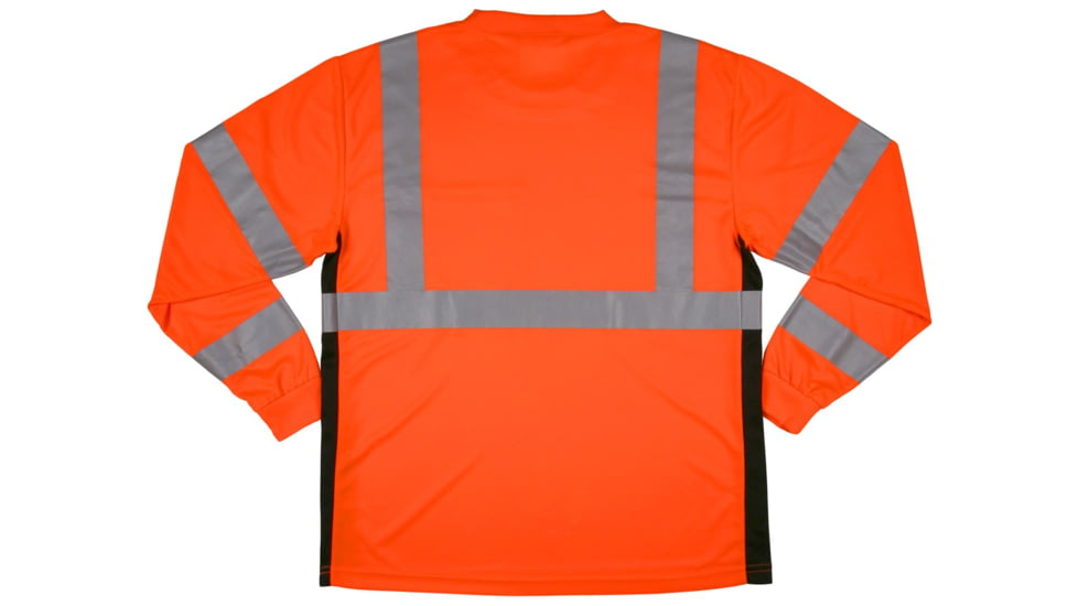 MCR Safety Hi Vis Safety Work T-Shirts, Soft Poly Birdseye Mesh, Long Sleeve and Tagless Design, ANSI 107 Type R Class 3, Fluorescent Orange, 3X, LSTSCL3MOX3