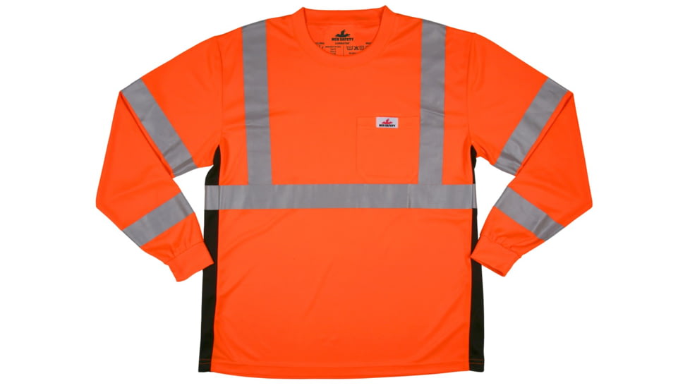 MCR Safety Hi Vis Safety Work T-Shirts, Soft Poly Birdseye Mesh, Long Sleeve and Tagless Design, ANSI 107 Type R Class 3, Fluorescent Orange, 3X, LSTSCL3MOX3