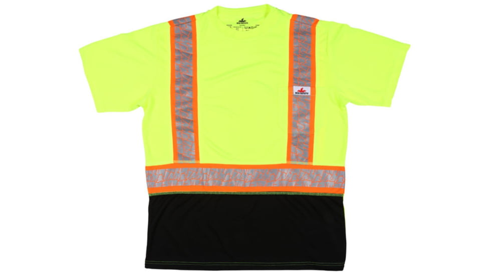 MCR Safety Hi Vis Safety Work T-Shirts, Soft Poly Birdseye Mesh, Short Sleeve and Tagless Design, ANSI 107 Type R Class 2, Lime, M, FFSTC2SLM
