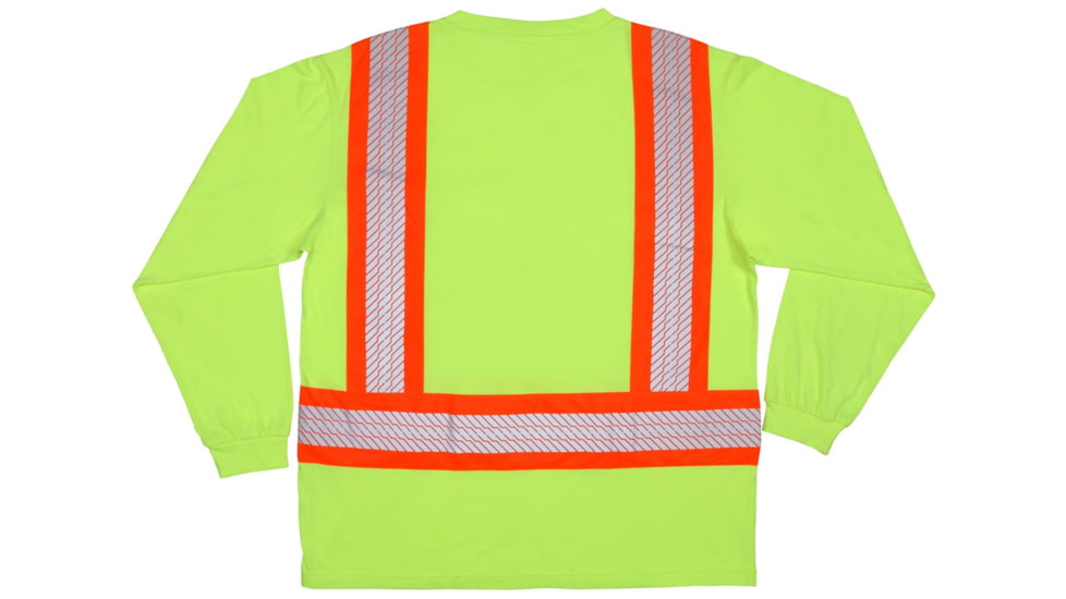 MCR Safety Hi Vis Safety Work T-Shirts, Soft Poly Jersey Knit, Long Sleeve and Tagless Design, ANSI 107 Type O Class 1, Fluorescent Lime, Lime, XL, LTS1LXL