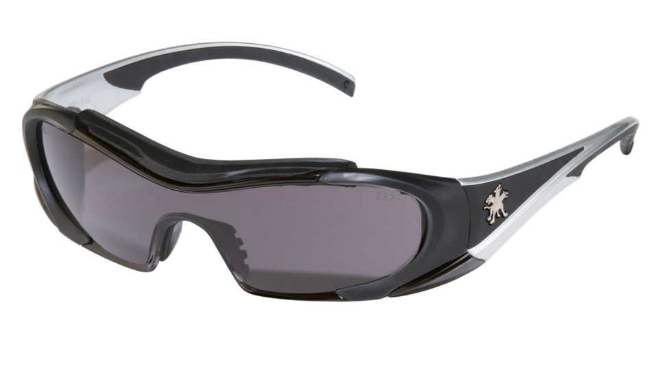 MCR Safety HL1 Series Safety Glasses, Anti-Fog Lens, Non-Slip TPR Temples and Nose Piece, Extended Brow Guard, Gray, One Size, HL112AF