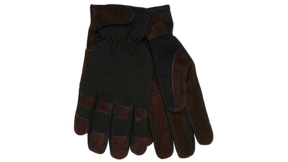 MCR Safety HyperFit Mechanics Work Gloves, Synthetic Leather Palm, Reflective Logo on Back, Super Stretch Knuckle Fabric, Brown, Small, 920S