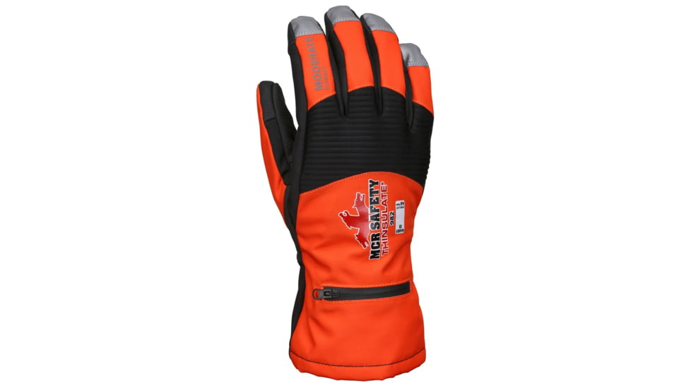 MCR Safety Insulated Mechanics Gloves, 100 gram Thinsulate, Cut Resistant Lining, MAXGrid Material Palm, Inner Elastic Snow and Ice Cuff, Black/Hi-Vis Orange, Large, 982L