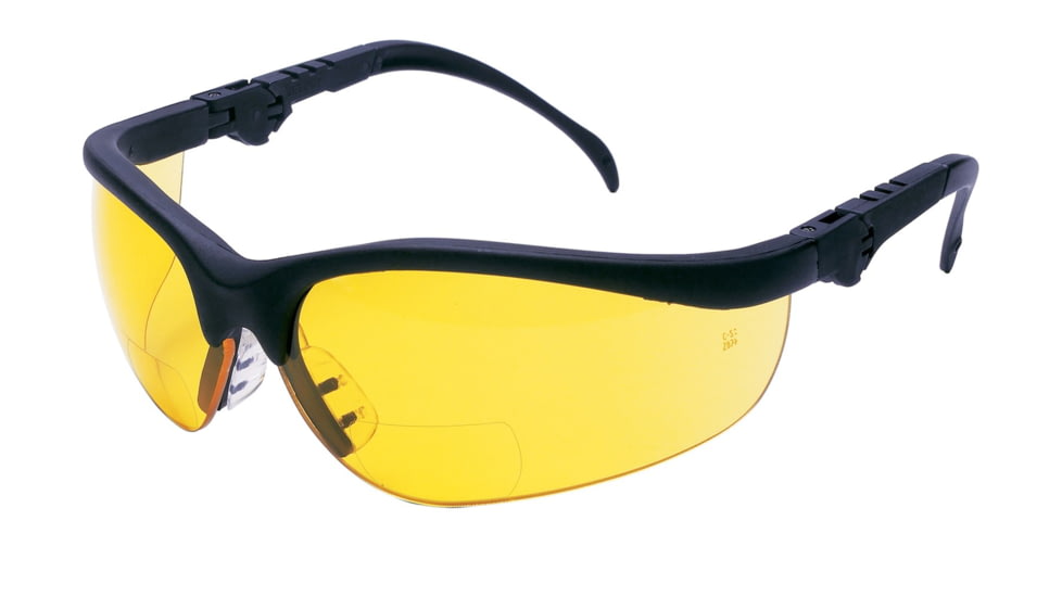 MCR Safety Klondike KD3 Series Bifocal Readers Safety Glasses, 1.5 Diopter Lenses, Soft Clear TPR Nose Piece, Amber, One Size, K3H15A