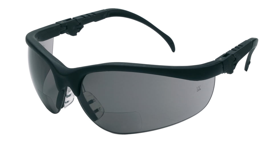 MCR Safety Klondike KD3 Series Bifocal Readers Safety Glasses, 2.5 Diopter Lenses, Soft Clear TPR Nose Piece, Gray, One Size, K3H25G