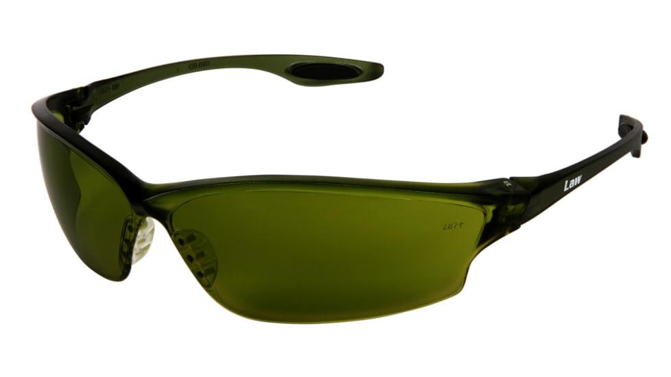 MCR Safety Law LW2 Series Welding Filter Shade 5.0 Dark Safety Glasses, Soft Secure TPR Nose Piece and Temple Inserts, Dielectric with No Metal Pieces, Green Filter 5.0, One Size, LW2150