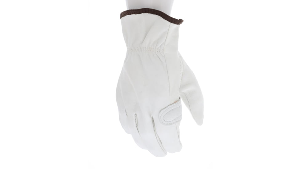 MCR Safety Leather Drivers Work Gloves, CV Grade Grain Goatskin, Foam Padded Palm with Keystone Thumb, White, Small, 3615DPS