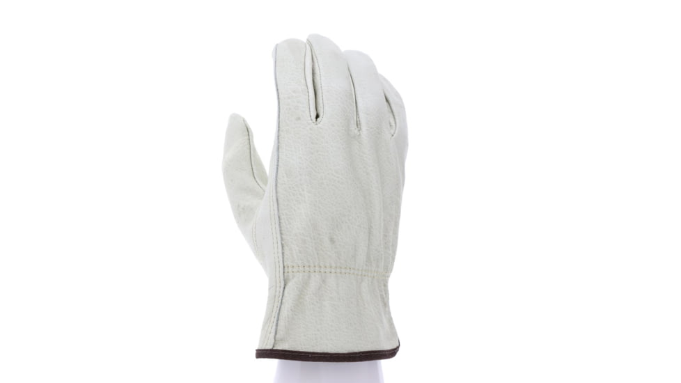 MCR Safety Leather Drivers Work Gloves, CV Grade Unlined Grain Cow Leather, Keystone Thumb, Beige, Large, 3215L