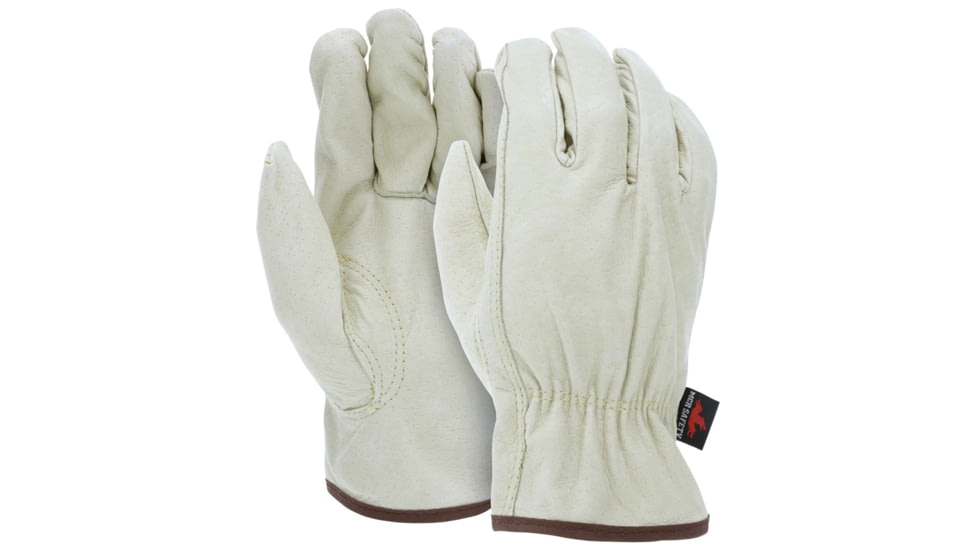 MCR Safety Leather Drivers Work Gloves, Premium Grade Unlined Grain Pigskin, Keystone Thumb, Beige, Medium, 3411M