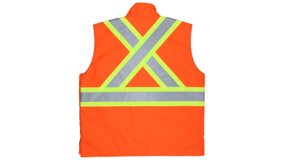 MCR Safety Luminator Break Away Body Warmer, ANSI Class 2 &amp; CSA Class 2, Water Resistant, Insulated, Fleece Liner, Fluorescent Orange, L, BWCCS2SBOL