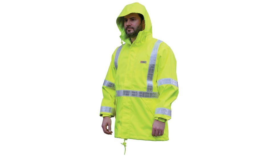 MCR Safety Luminator Breathable Poly/PU Class 3 Jacket, Fluorescent Lime, XL, 598RJHXL