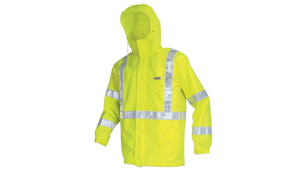 MCR Safety Luminator Breathable Poly/PU Class 3 Jacket, Fluorescent Lime, XL, 598RJHXL