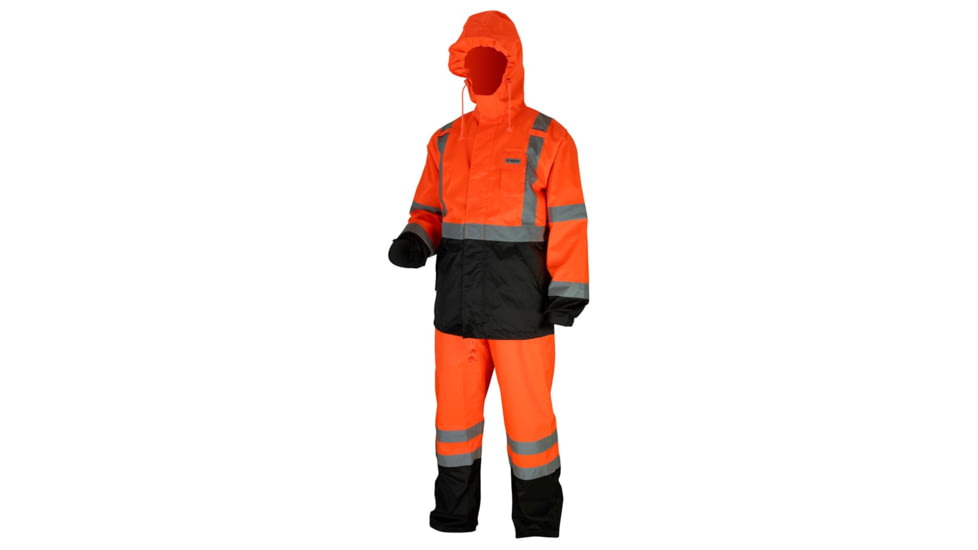 MCR Safety Luminator Breathable Poly/PU Class 3 Jacket, Silver Reflective, Fluorescent Orange, L, 591SJHL