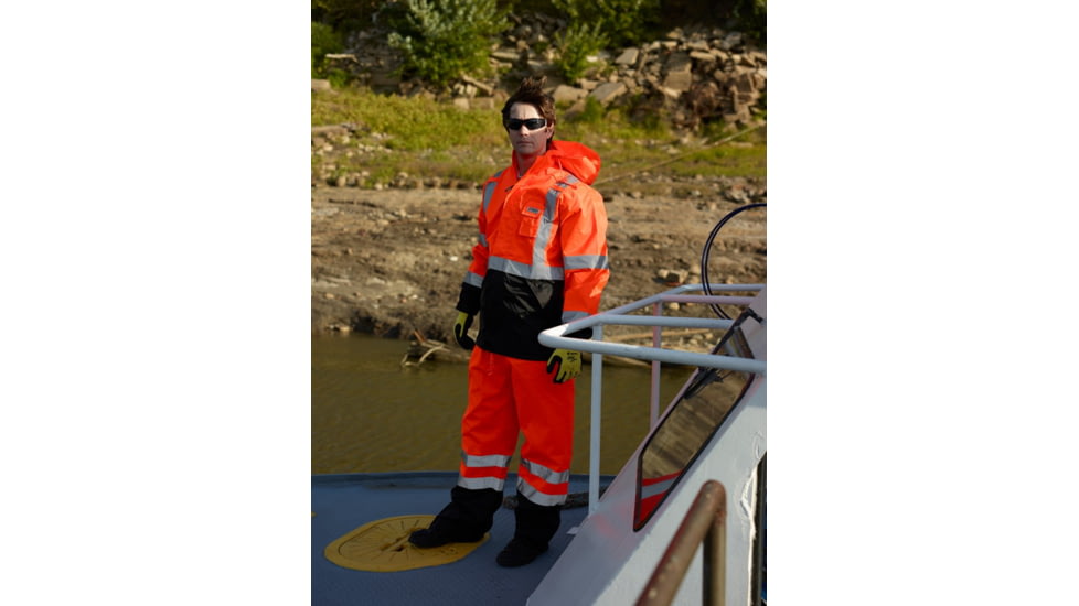 MCR Safety Luminator Breathable Poly/PU Class 3 Jacket, Silver Reflective, Fluorescent Orange, L, 591SJHL