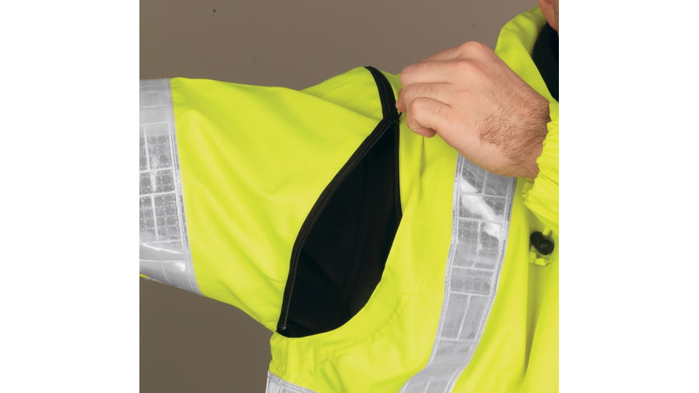 MCR Safety Luminator 4 in 1 Insulated Bomber Jacket, Zip Out Liner, Zip Off Outer Sleeves, Class 3, Fluorescent Lime, XL, BPCL3LXL