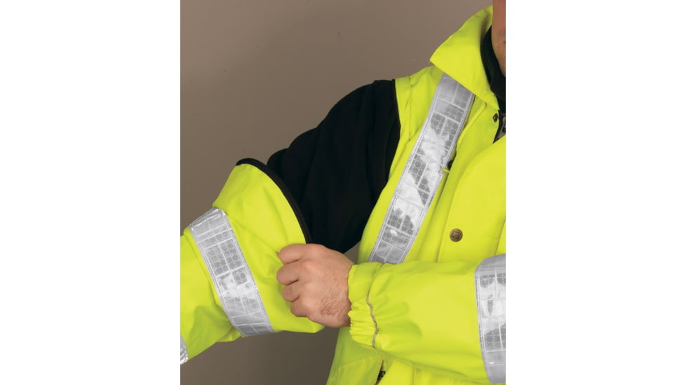 MCR Safety Luminator 4 in 1 Insulated Bomber Jacket, Zip Out Liner, Zip Off Outer Sleeves, Class 3, Fluorescent Lime, XL, BPCL3LXL