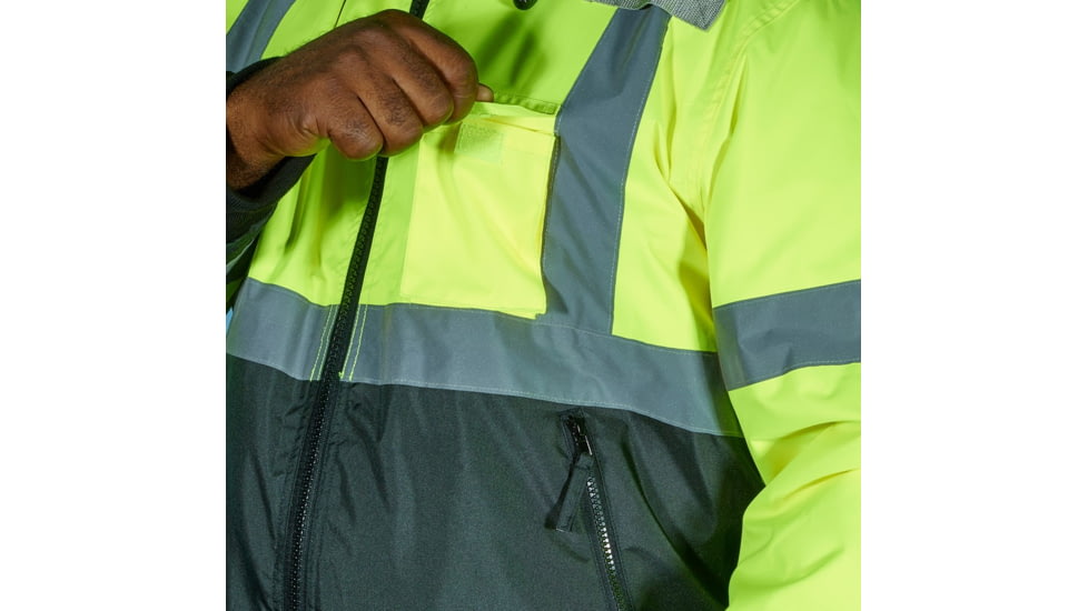 MCR Safety Luminator Two Tone Value Bomber Jacket, Class 3 Insulated, Silver Reflective Stripes, Fluorescent Lime, M, VBBCL3LM
