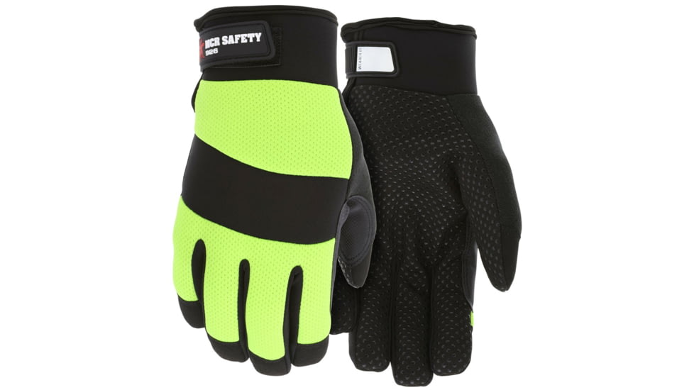 MCR Safety Mechanics Gloves, Synthetic Leather Palm with Silicone Dots, Thermosock Lined with Waterproof Bladder, Black, X - Large, 926XL
