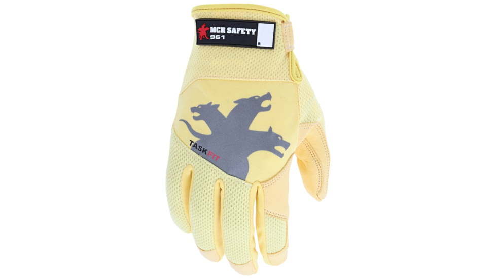 MCR Safety Mechanics Touch Screen Gloves with TaskFit Design, Goat Grain Leather Palm and Nylon Spandex Back, Gold, X - Large, 961XL