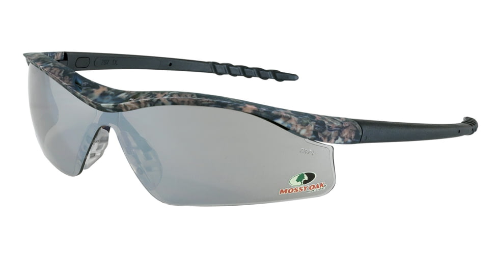MCR Safety Mossy Oak DL1 Series Safety Glasses, Soft Clear TPR Nose Piece, Silver Mirror, One Size, MODL117