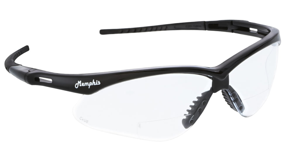 MCR Safety MPH20G Memphis Series Bifocal Readers Safety Glasses, 2.5 Diopter Lenses, Wrap Around Lens Design, Gray, One Size, MPH20G