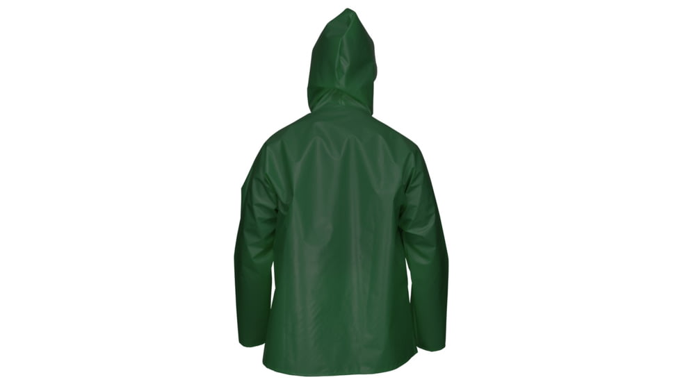 MCR Safety Navigator Series Waterproof Rain Jacket, .25mm TPU/Nylon, Attached Hood, Green, L, 568JHL