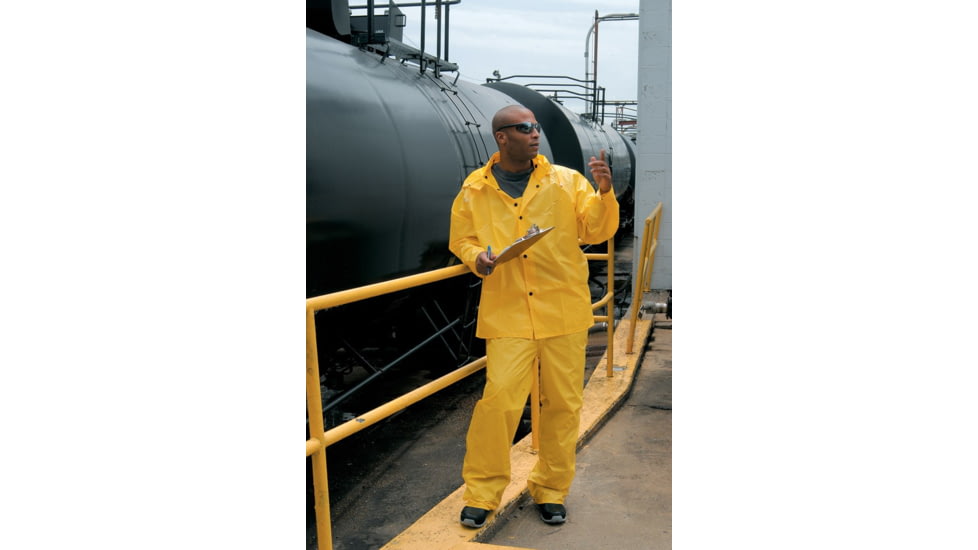 MCR Safety Navigator Series Waterproof Rain Jacket, .22mm PU/Nylon, Detachable Hood, Yellow, XL, 550JXL