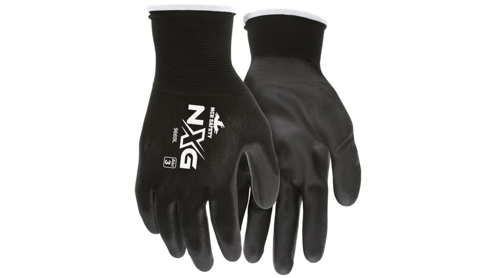 MCR Safety NXG Work Gloves, 13 Gauge Nylon Shell, PU Palm and Fingertips, Black, X - Large, Each, 1, 9669XL-EA