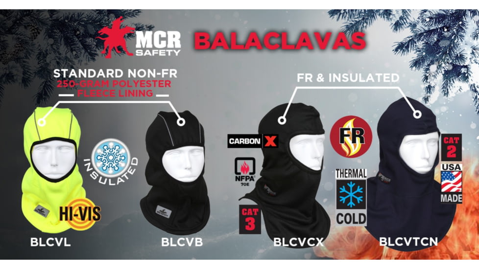 MCR Safety Flame Resistant CarbonX CAT3 Balaclava, Black, One Size, BLCVCX