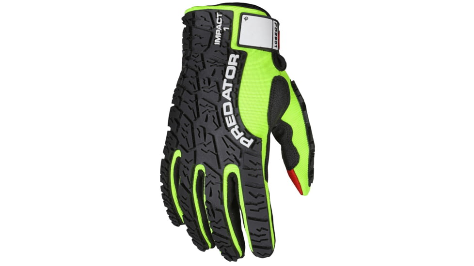 MCR Safety Predator Mechanics Work Gloves, Textured PVC Coated Synthetic Palm, Hi-Vis Spandex Back, Back of Hand Impact Protection, Red/Hi-Vis Lime, XX - Large, PD2901XXL