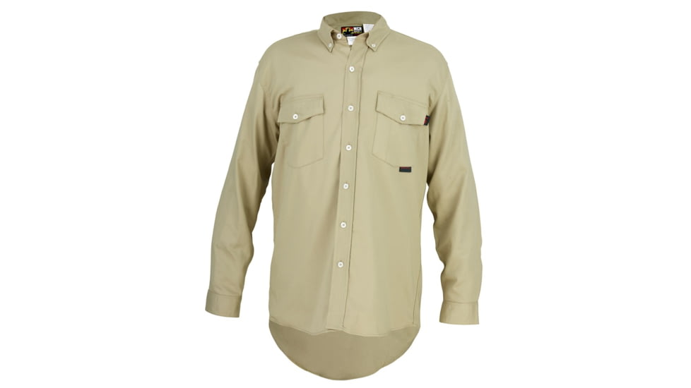 MCR Safety S1TMT Flame Resistant Long Sleeve Work Shirt, 100% Cotton, Tan, M, S1TMT