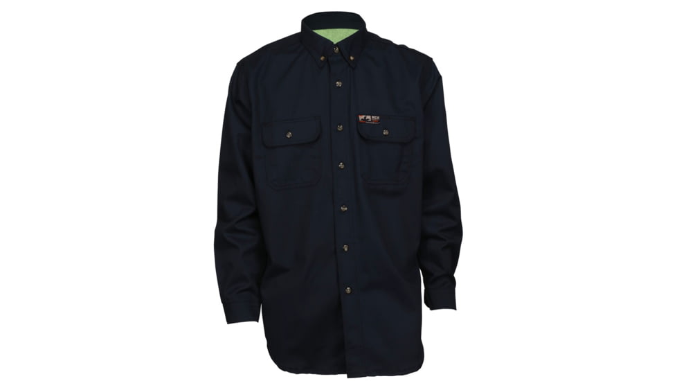 MCR Safety SBS2002M Summit Breeze Flame Resistant Shirt, 7oz 100% Cotton, with Vented Underarms and Back, CAT 2, Navy Blue, M, SBS2002M