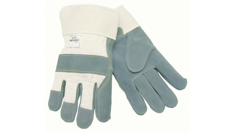 MCR Safety Shoulder Leather Work Gloves, 2.5in Safety Cuff, Sewn with DuPont Kevlar, Gray, Large, 1500KL