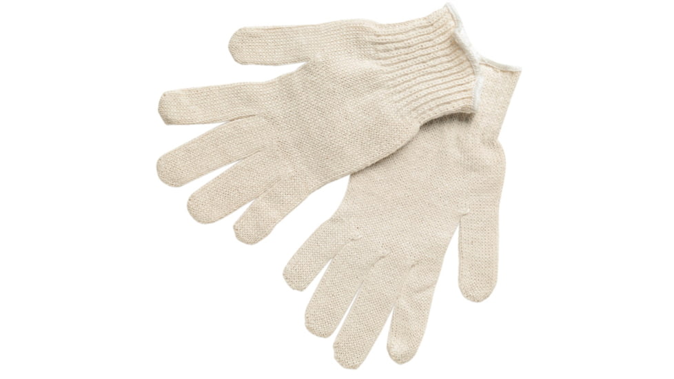 MCR Safety String Knit Work Gloves, 7 Gauge Regular Weight, Hemmed Cuff, Natural, Medium, 9500MM