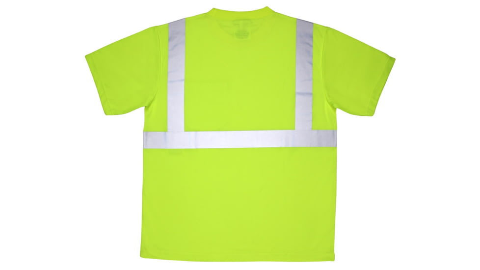 MCR Safety STSCL2MLM Hi Vis Safety Work T-Shirts, Soft Poly Birdseye Mesh, Short Sleeve and Tagless Design, ANSI 107 Type R Class 2, Fluorescent Lime, M, STSCL2MLM