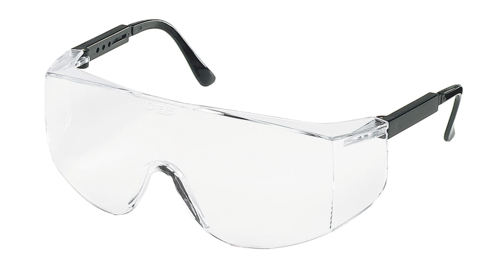 MCR Safety TC1 Series Safety Glasses, Generous Wrap Around Lens Coverage, Clear/ Frame Black, One Size, TC110