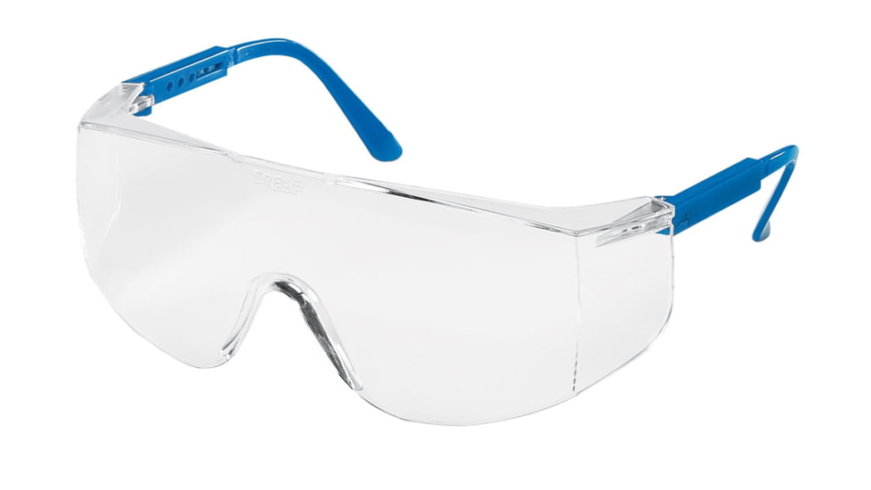 MCR Safety TC1 Series Safety Glasses, Generous Wrap Around Lens Coverage, Clear/ Frame Blue, One Size, TC120