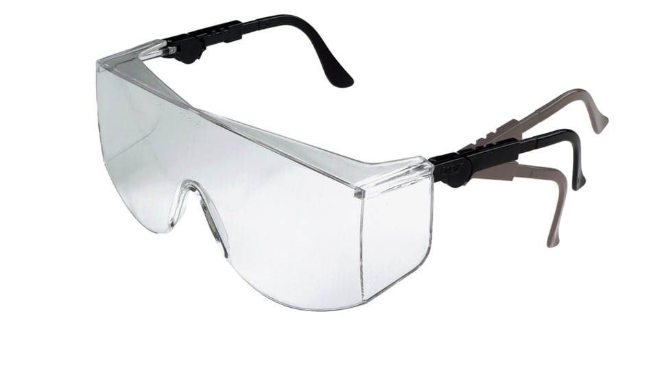 MCR Safety TC1 Series X-Large Safety Glasses, Generous Wrap Around Lens Coverage, Adjustable Ratcheting Temples, Clear, One Size, TC110XL