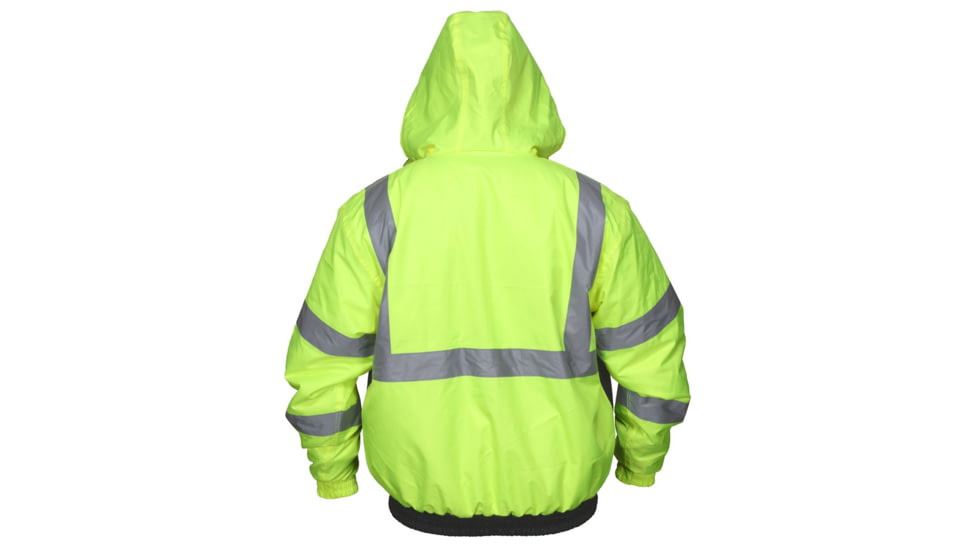 MCR Safety Two Tone Value Quilted Rain Jacket with Silver Reflective Stripes, ANSI 107 Class 3, Fluorescent Lime, S, VBBQCL3LS